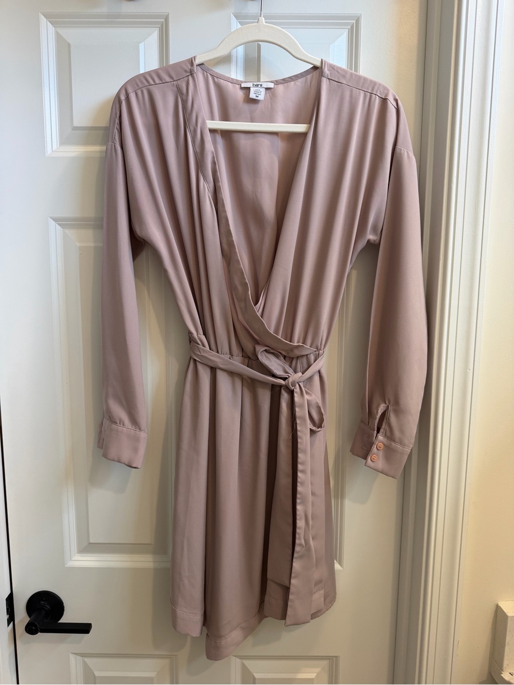 Bar III Mauve Asymmetrical Wrap Dress with Tie Waist